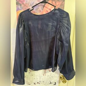 Express Midnight Blue Sheer Blouse